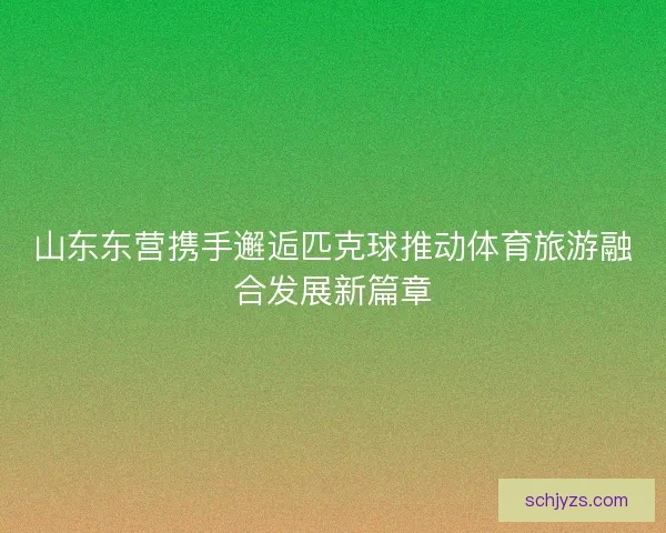 山东东营携手邂逅匹克球推动体育旅游融合发展新篇章